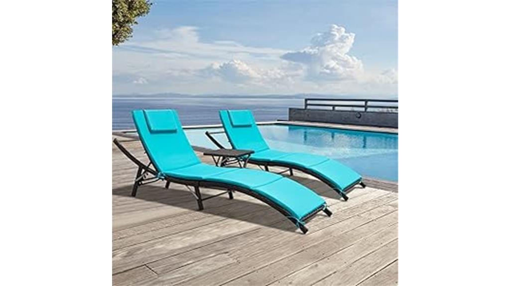 adjustable blue patio loungers