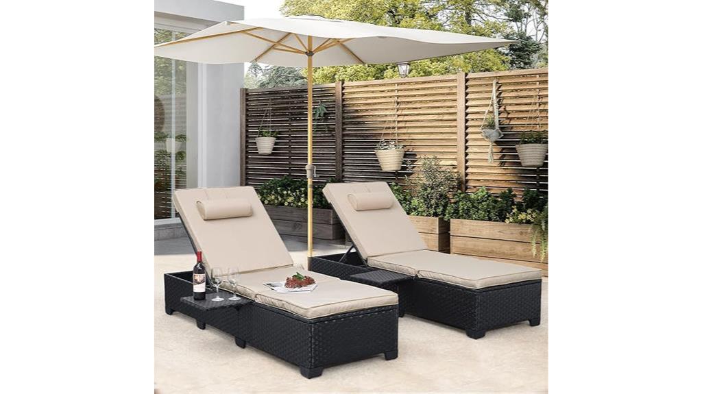 wicker chaise lounge set