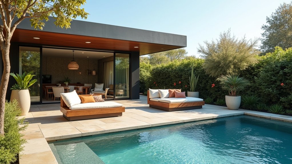 17 Fresh Pool Deck Furniture Ideas to Complete Your Outdoor Setup adaptable poolside seating options