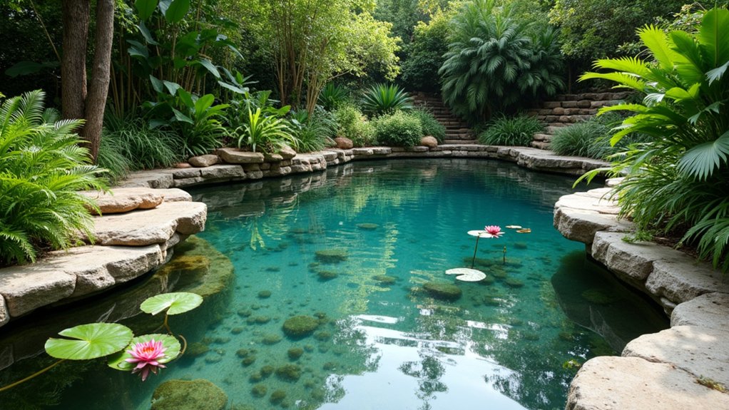 23 Natural Pool Design Ideas That Feel Earthy and Serene aquatic plant pool oasis