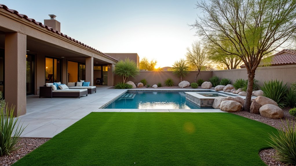 15 Drought-Smart Arizona Pool Landscaping Ideas That Still Shine artificial turf pool installation