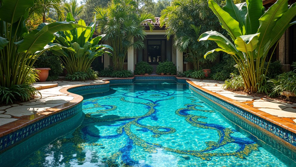 23 Flashy Las Vegas Pool Landscaping Ideas That Bring the Wow Factor artistic mosaic pool designs
