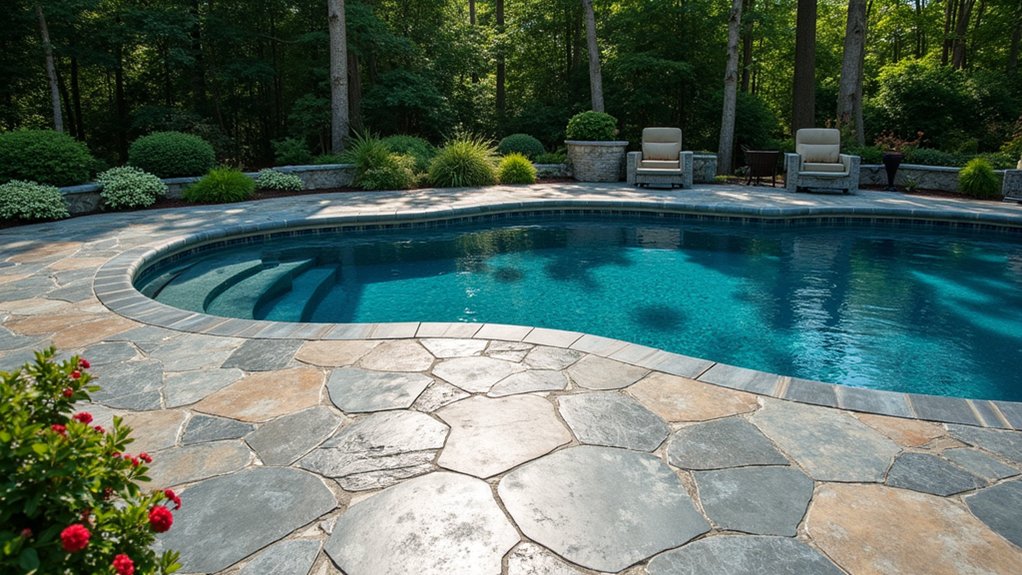 23 Beautiful Pool Deck Ideas Inground Pavers for a Polished Look artistic outdoor concrete transformation