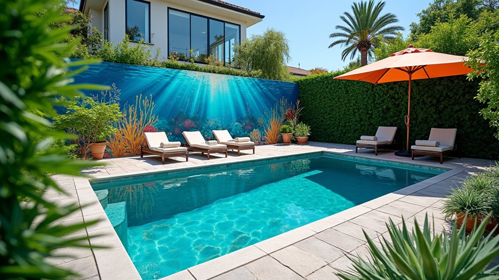18 Above Ground Pool Ideas That Don’t Compromise on Style artistic pool mural transformation