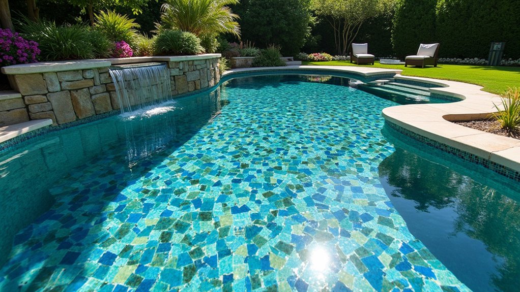 15 Architectural Pool Design Ideas That Make a Bold Statement artistic tiled mosaic oasis