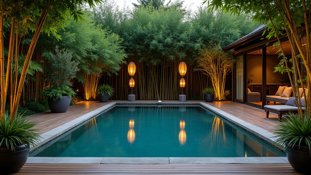 18 Above Ground Pool Ideas That Don’t Compromise on Style bamboo creates serene oasis