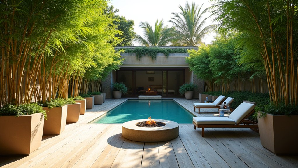21 Lively Pool Deck Decorating Ideas With Potted Plants for Natural Charm bamboo enhances tranquil retreats