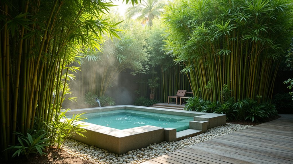 23 Cozy Hot Tub Landscaping Ideas to Turn Up the Relaxation bamboo for serene relaxation