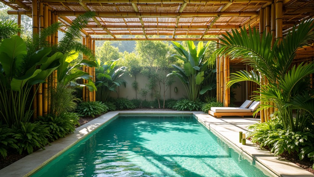 18 Lush Tropical Pool Landscaping Ideas for a Private Paradise bamboo paradise backyard accents