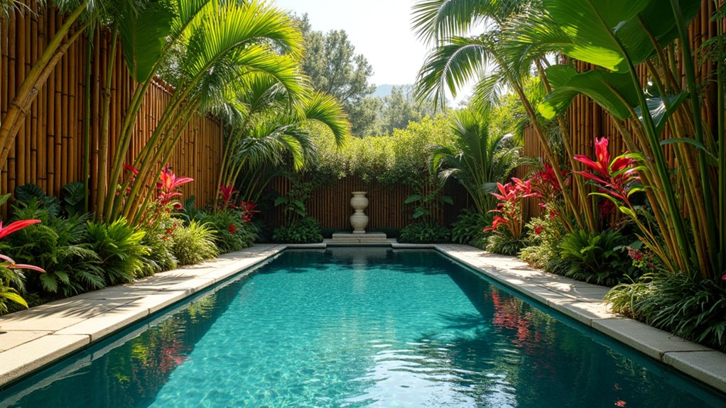 20 Smart Pool Landscaping for Privacy That Still Looks Great bamboo screens for privacy