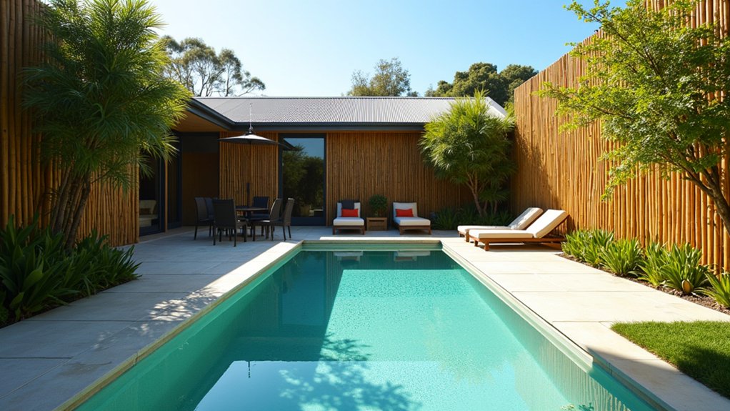 20 Breezy Australian Pool Landscaping Ideas for Laid-Back Vibes bamboo screens for privacy