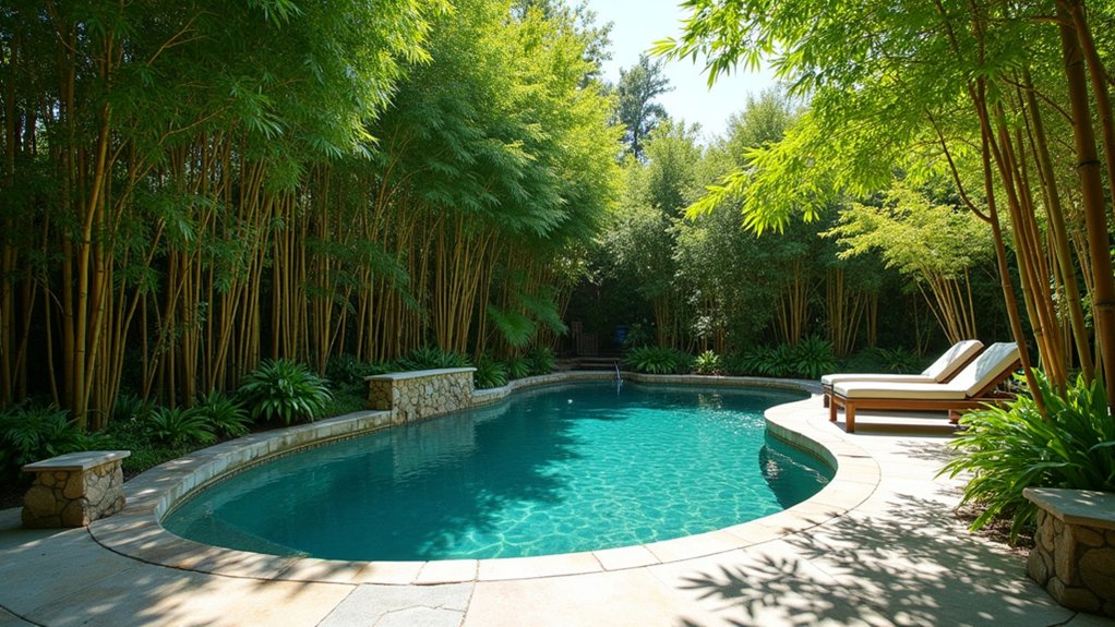 15 Inviting Pool Landscaping With Trees for Shade and Serenity bamboo trees create privacy