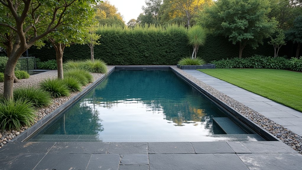 17 Natural Pool Deck Stone Ideas That Blend With the Landscape basalt for contemporary elegance