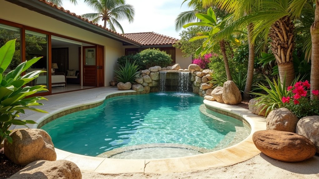 20 Creative Pool Ideas to Add Personality to Your Yard beach inspired tranquil oasis