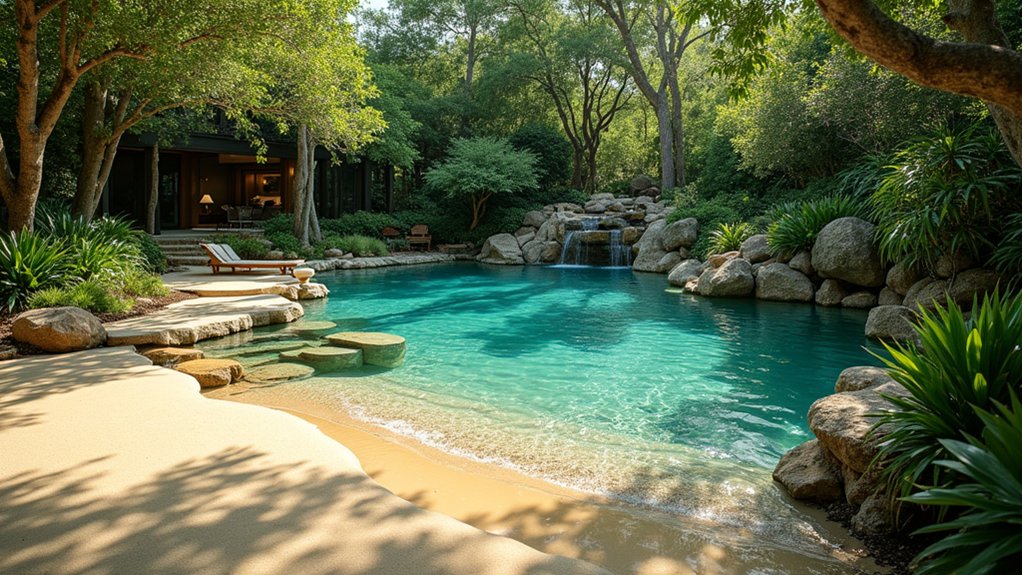 15 Organic Natural Pool Landscaping Ideas That Blend With Nature beach resort backyard oasis