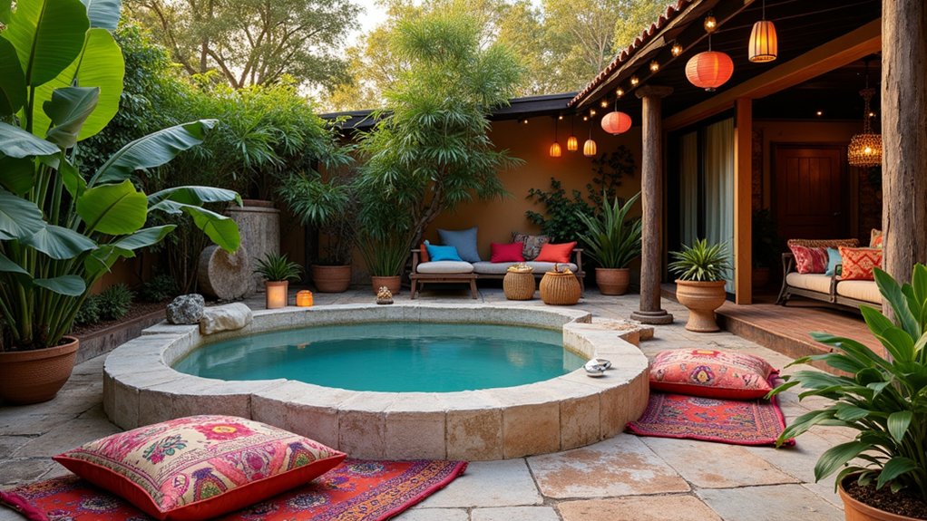 bohemian oasis with hot tub