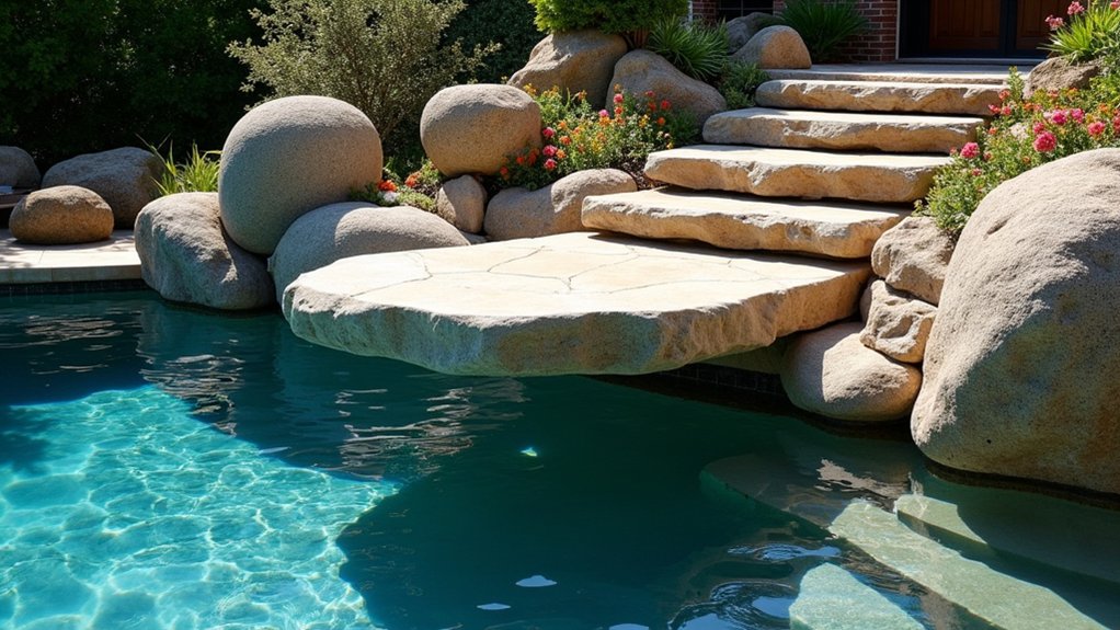 15 Bold Pool Landscaping With Boulders That Make a Statement bold boulder diving adventure