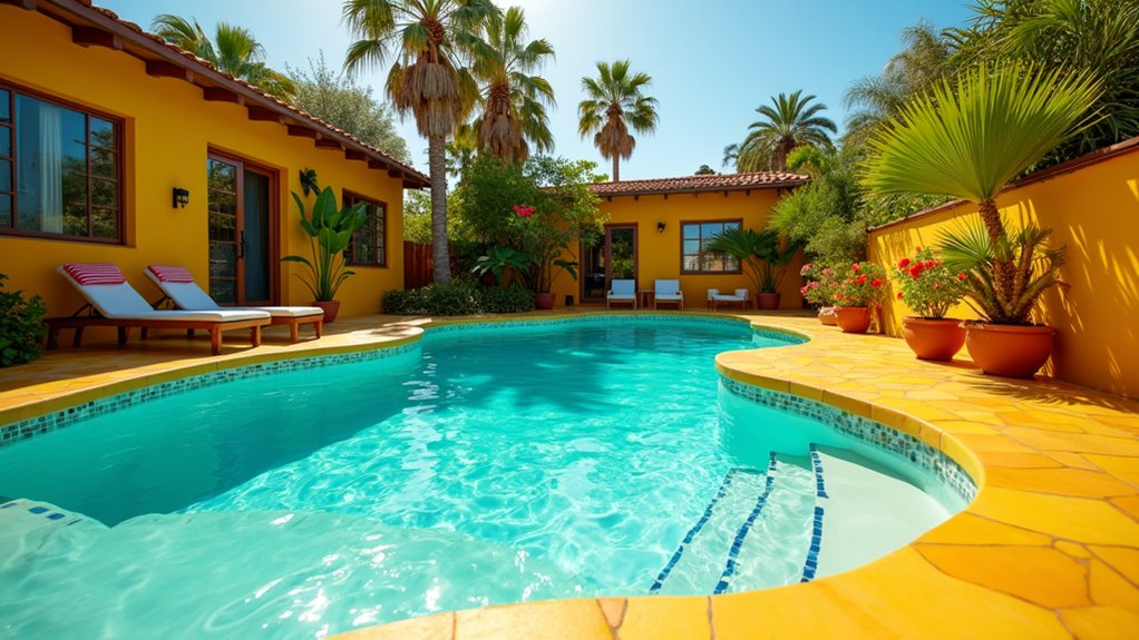 21 Inspiring Pool Deck Makeover Ideas You’ll Want to Try This Summer bold bright pool deck