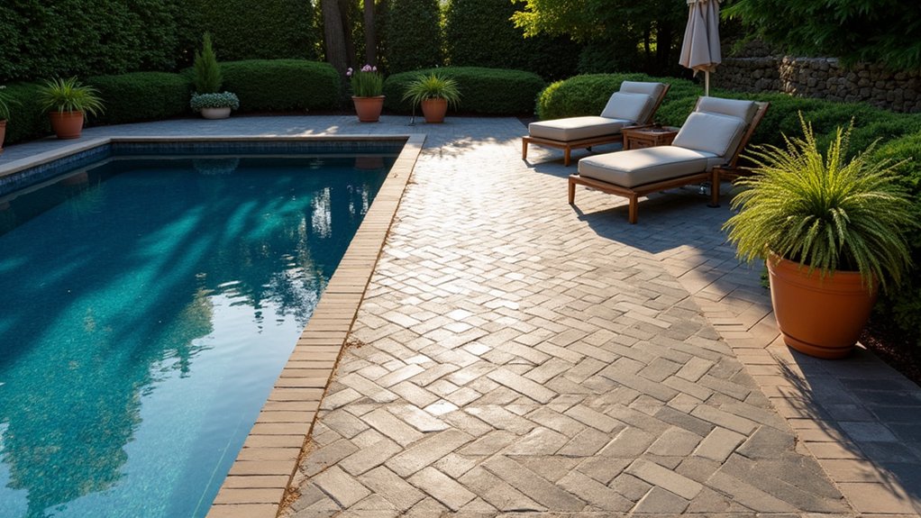 23 Beautiful Pool Deck Ideas Inground Pavers for a Polished Look bold sophisticated outdoor elegance