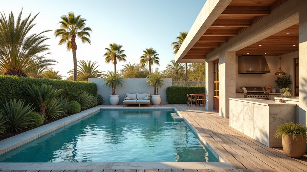 23 Bold Pool Deck With Outdoor Kitchen Ideas for the Ultimate Entertaining Space breezy coastal elegance decor