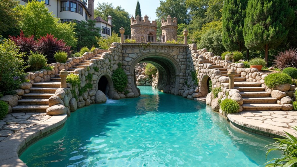 23 Fun Pool Landscaping With Slide Features Kids Will Love castle moat adventure awaits