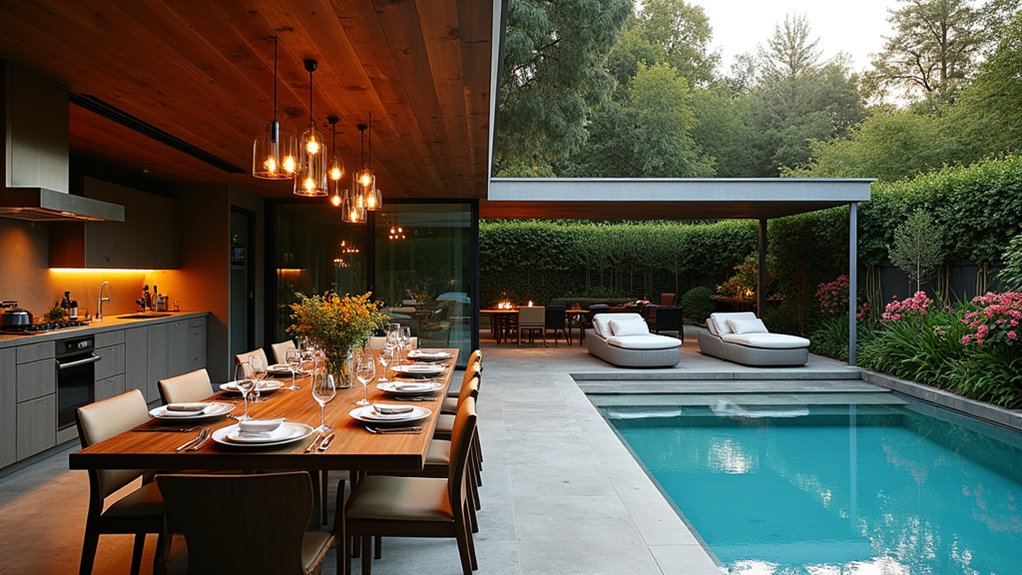 20 Outdoor Pool Design Ideas for Open-Air Relaxation charming poolside dining area