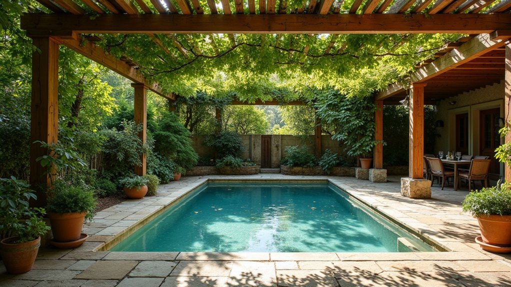 15 Rustic Pool Design Ideas That Feel Warm and Inviting charming retreat with greenery