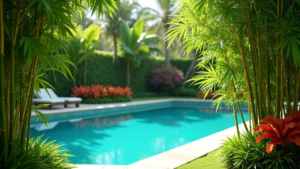 18 Gorgeous Pool Landscaping Plants That Bring Your Yard to Life chic bamboo poolside paradise