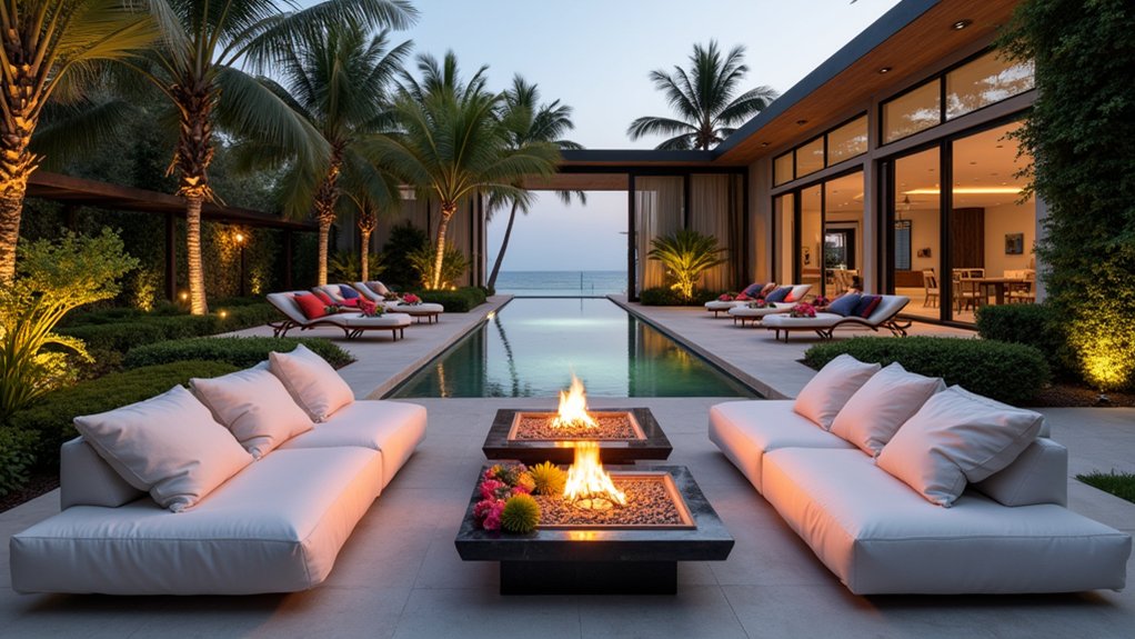 15 Lavish Luxury Pool Landscaping Ideas for a Resort-Level Experience chic comfortable outdoor lounging