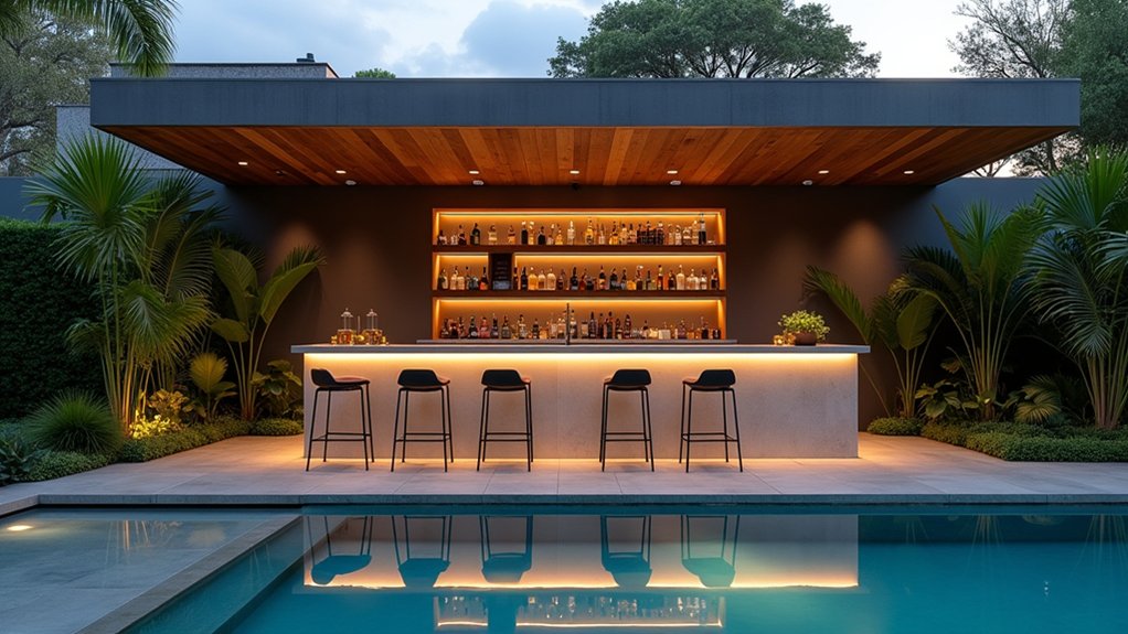 18 Pool Ideas With Bar Features for the Perfect Party Setup chic compact pool bar
