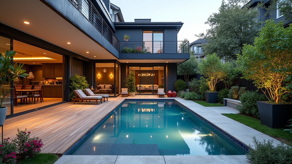 21 Smart Above Ground Pool Deck Ideas Attached to House Designs That Flow chic compact pool oasis