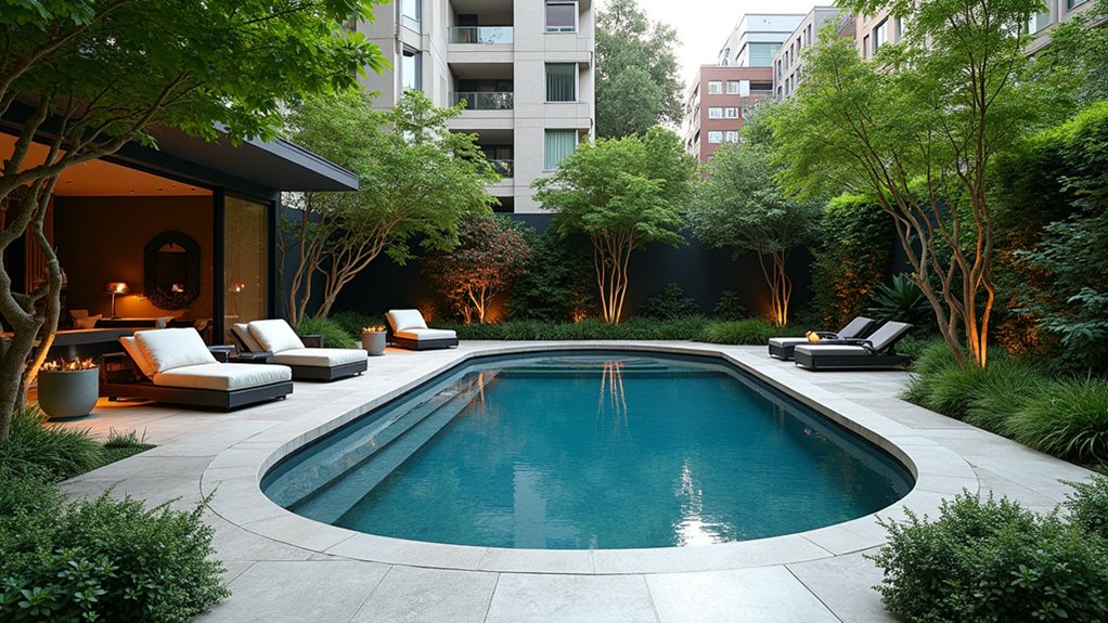 23 Oval Pool Design Ideas That Flow Beautifully in Any Yard chic compact urban retreat