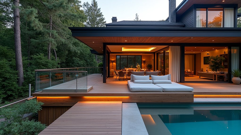 21 Smart Above Ground Pool Deck Ideas Attached to House Designs That Flow chic elevated deck seating