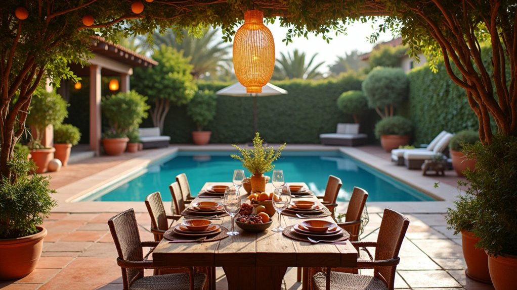 chic mediterranean outdoor dining