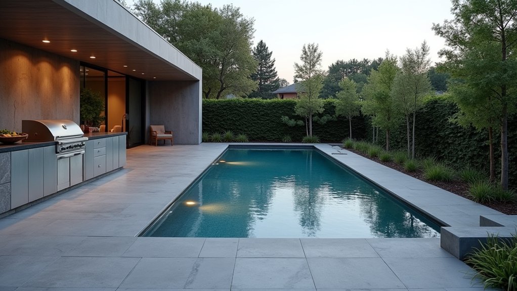 23 Bold Pool Deck With Outdoor Kitchen Ideas for the Ultimate Entertaining Space chic minimalist pool deck