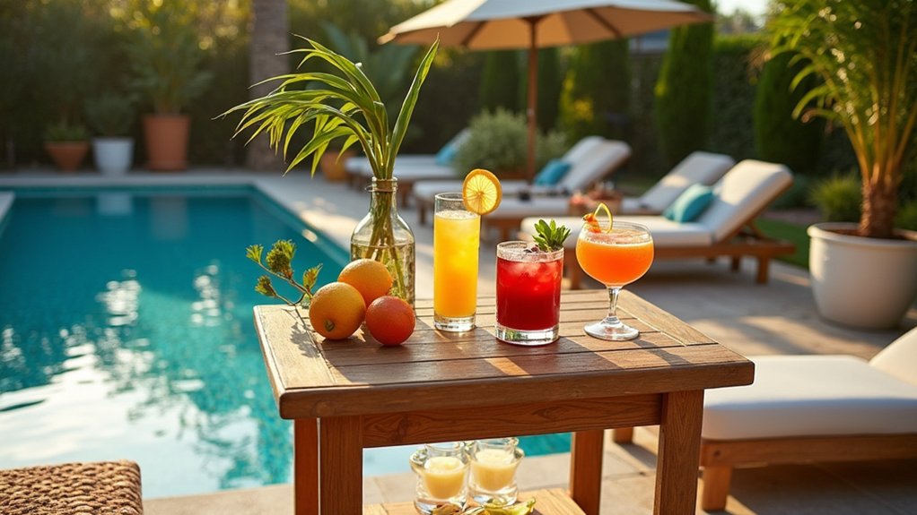 23 Creative Pool Ideas on a Budget That Still Look Luxurious chic poolside bar cart