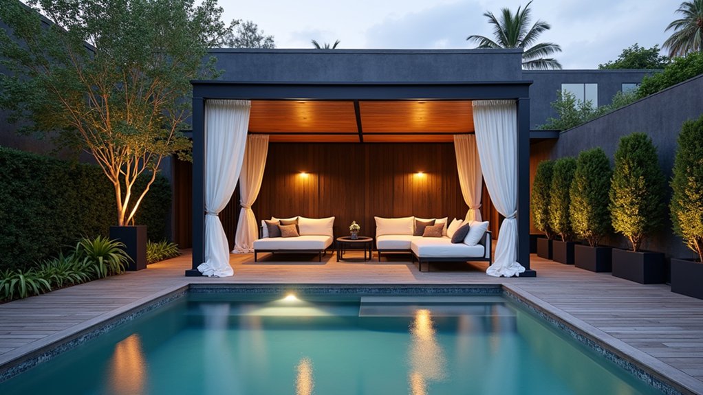 19 Charming Pool Deck With Gazebo Ideas for a Backyard Escape chic urban outdoor oasis