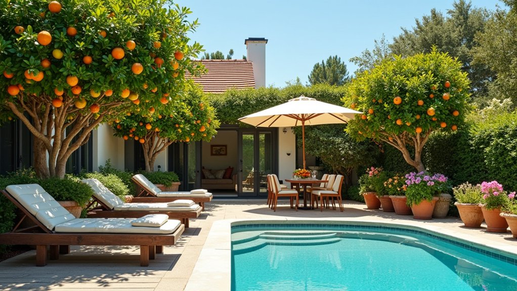 21 Lively Pool Deck Decorating Ideas With Potted Plants for Natural Charm citrus trees create ambiance