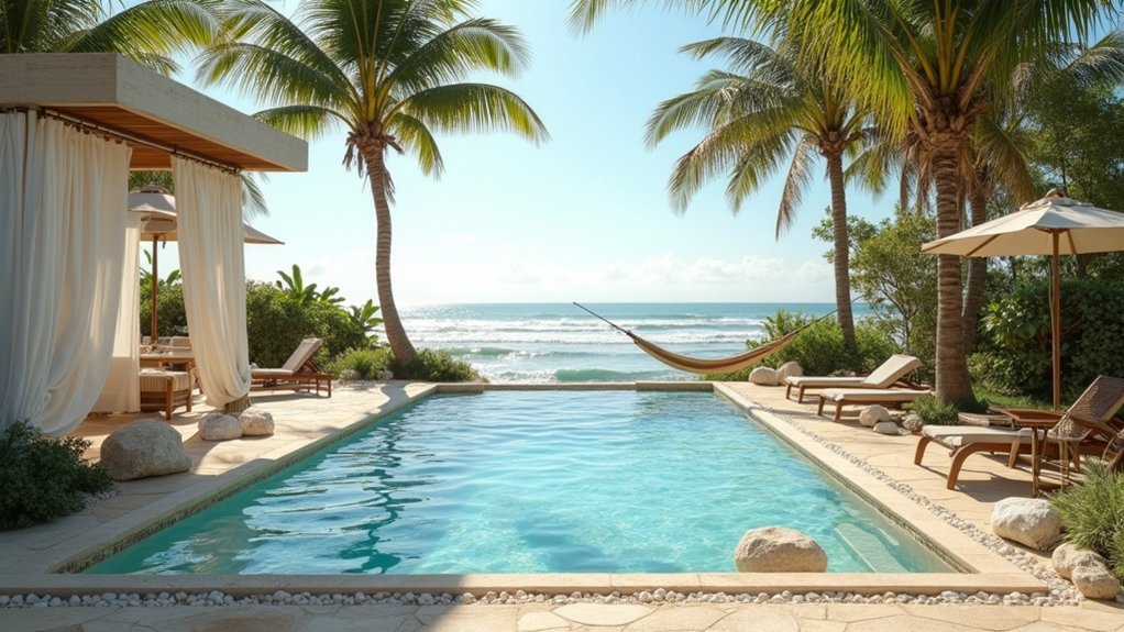 15 Dreamy Backyard Pool Landscaping Ideas for Every Style coastal backyard retreat design