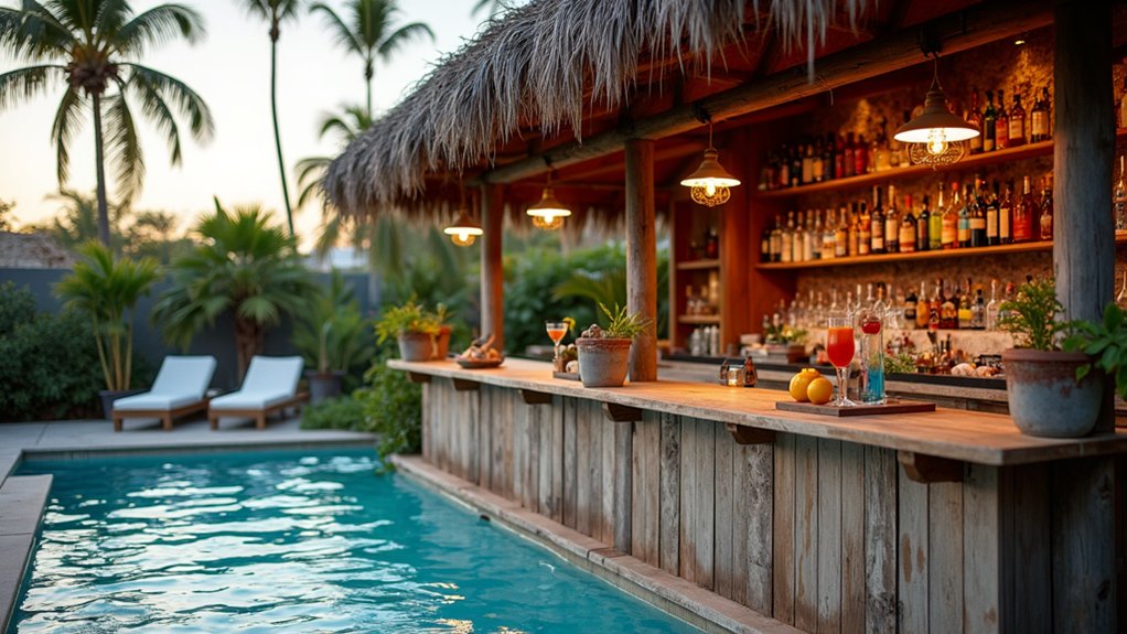 18 Pool Ideas With Bar Features for the Perfect Party Setup coastal beach bar oasis