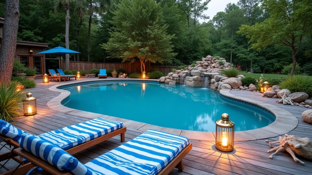 18 Stylish Above Ground Pool Landscaping Designs That Impress Instantly coastal charm decor ideas