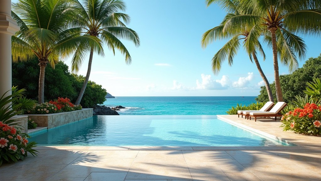 23 Timeless Pool Deck Travertine Ideas for a Luxe Finish coastal paradise pool deck