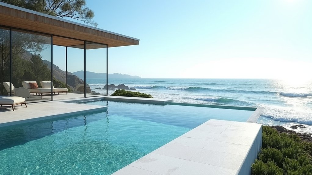 23 Sleek Pool Ideas With Zero Edge Effects That Impress coastal retreat with elegance