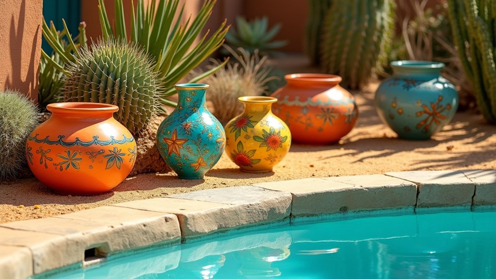 15 Striking Desert Pool Landscaping Ideas That Thrive in the Heat colorful desert poolside decor