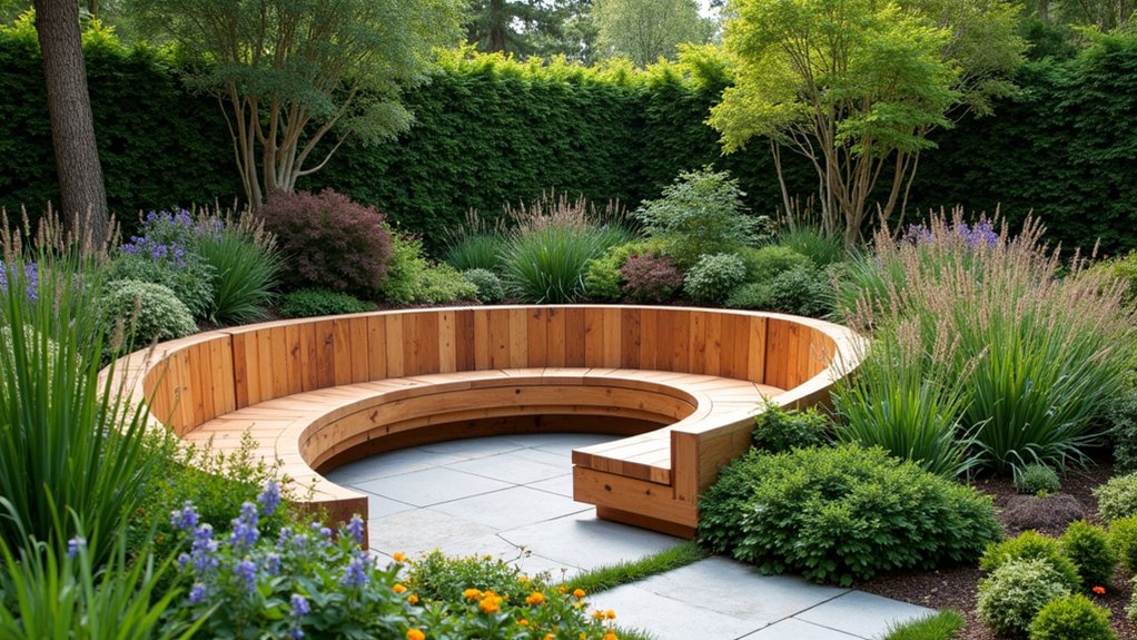 18 Creative Oval Above Ground Landscaping Ideas That Break the Mold comfortable garden seating oasis