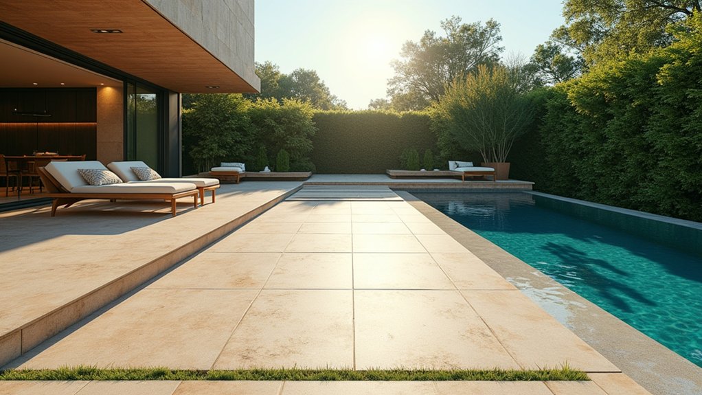 23 Timeless Pool Deck Travertine Ideas for a Luxe Finish contemporary sleek travertine tiles