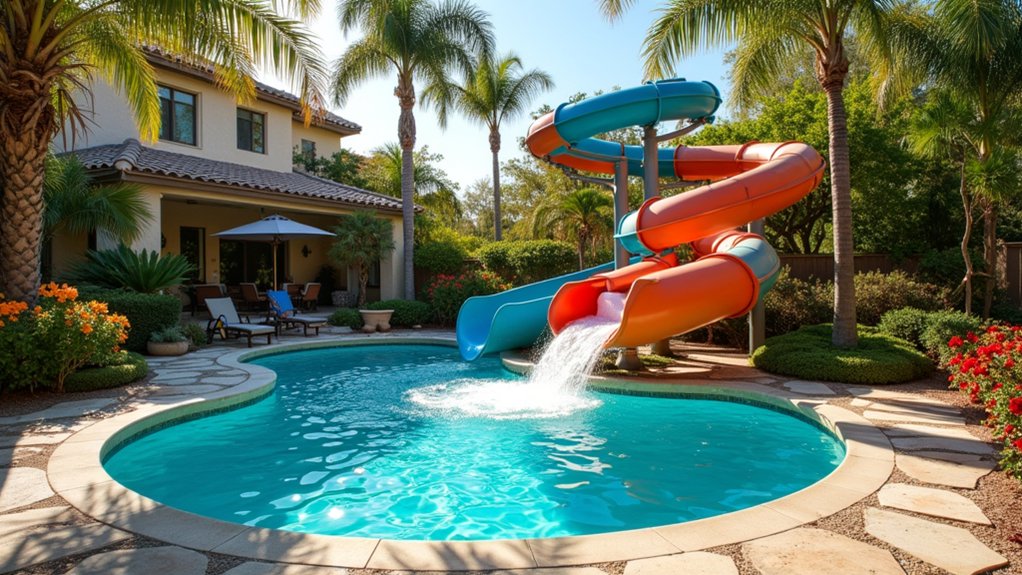 23 Fun Pool Landscaping With Slide Features Kids Will Love cosmic backyard adventure awaits