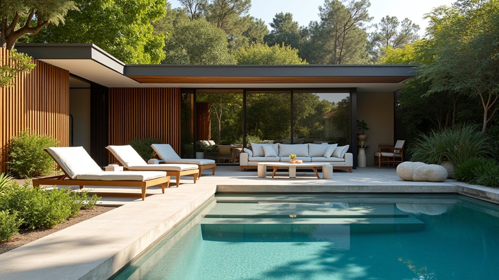23 Smart Pool Deck Privacy Ideas That Still Feel Open cozy conversation spots created