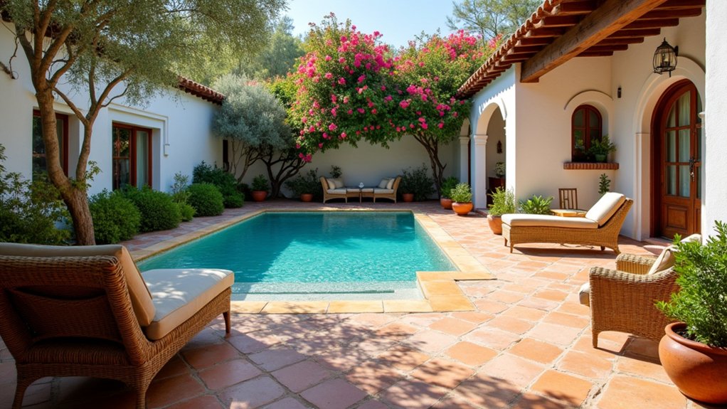 18 Mediterranean Pool Design Ideas for Timeless Style cozy courtyard with greenery