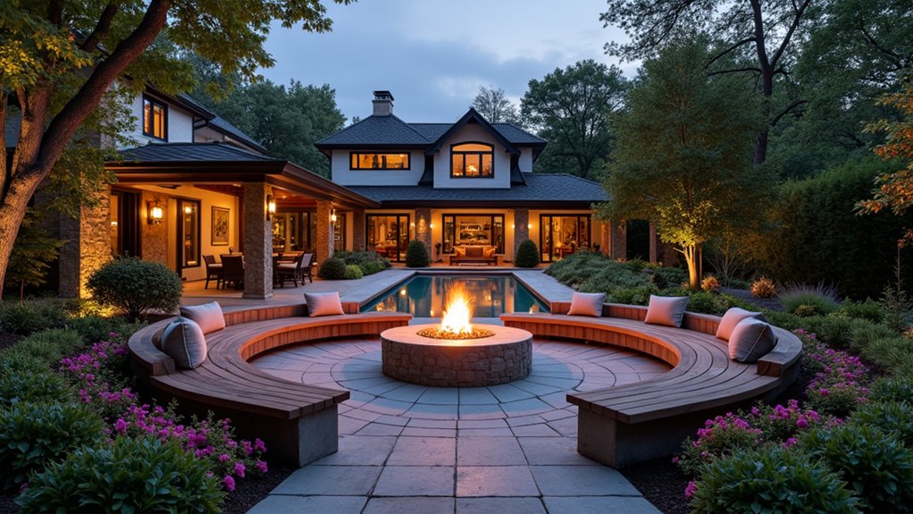 18 Stylish Above Ground Pool Landscaping Designs That Impress Instantly cozy evening fire pit